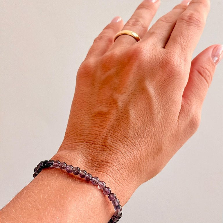 Pulseira de Ametista Redonda 4mm - Intuição, Conexão, Espiritualidade e Eleva a Vibração