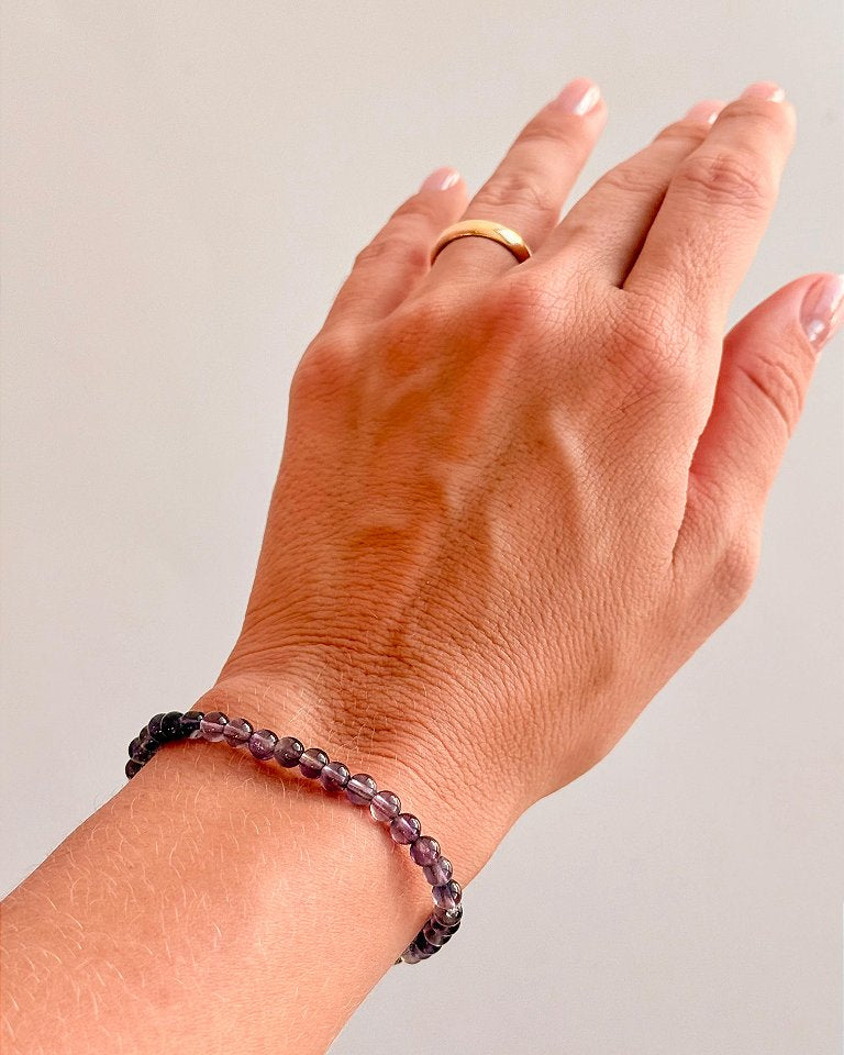 Pulseira de Ametista Redonda 4mm - Intuição, Conexão, Espiritualidade e Eleva a Vibração