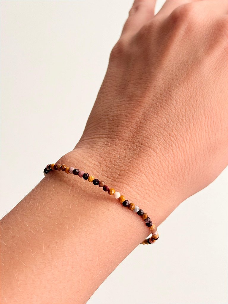 Pulseira de Jaspe Mokaíta 2mm Multifacetada - Correção de Karmas, Jovialidade e Força