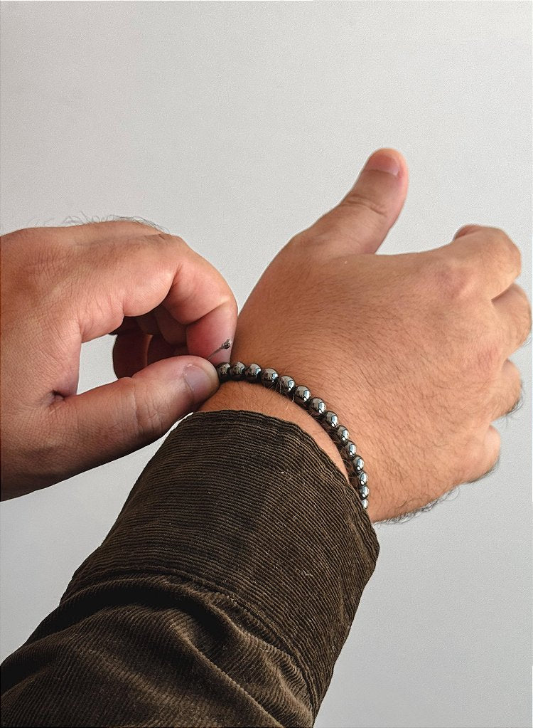 Pulseira de Hematita 6mm Regulável - Proteção, Disciplina, Afasta Vícios e Melhora Hábitos