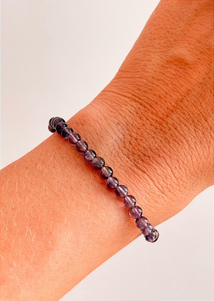 Pulseira de Ametista Redonda 4mm - Intuição, Conexão, Espiritualidade e Eleva a Vibração