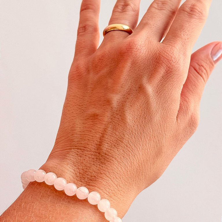 Pulseira de Quartzo Rosa Redonda 6mm - Pedra do Amor - Cura do Coração, Amor Próprio, Perdão e Gratidão