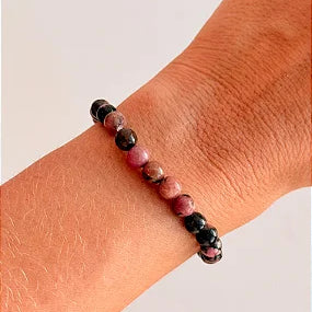 Pulseira de Rodonita Redonda 6mm - Magnetismo Pessoal e Atração