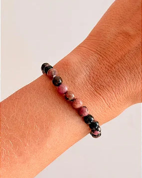 Pulseira de Rodonita Redonda 6mm - Magnetismo Pessoal e Atração