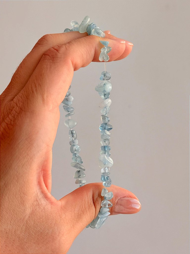 Pulseira de Água Marinha - Pedra da Ansiedade, Desfaz Confusões, Protege os Pensamentos