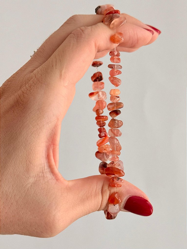 Conjunto Alegria e Vitalidade - Jaspe Vermelho, Cornalina e Quartzo Hematóide