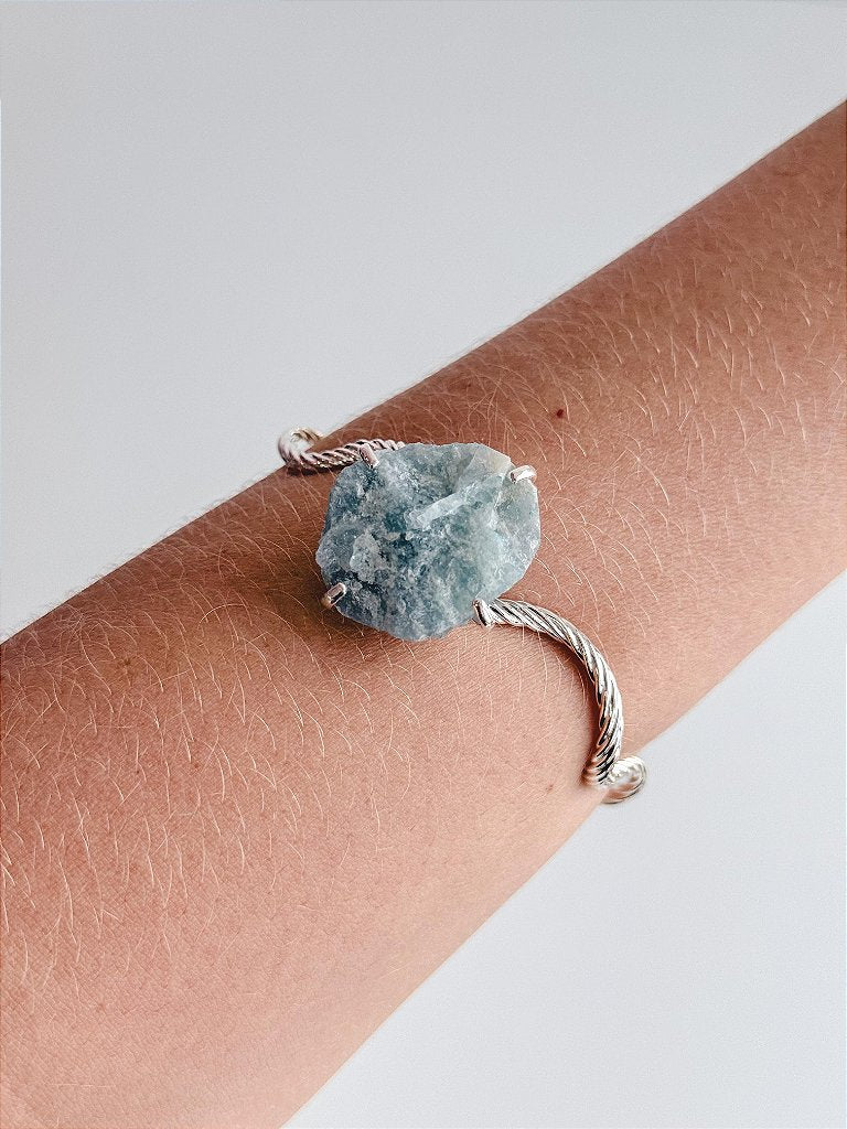 Bracelete Fada de Água Marinha - Pedra da Ansiedade, Desfaz Confusões, Protege os Pensamentos