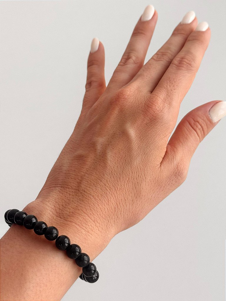 Pulseira de Turmalina Negra Redonda 8mm - Proteção Energética e Espiritual, Inseguranças e Soluções