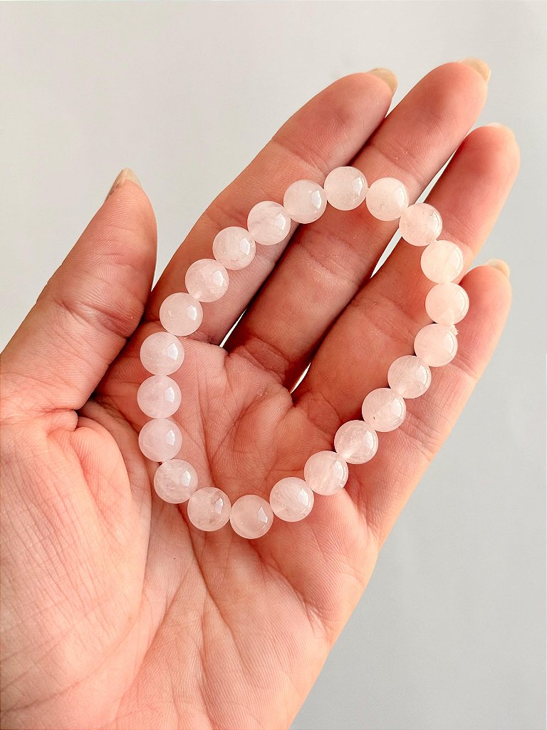 Pulseira de Quartzo Rosa Redonda 8mm - Amor, Perdão e Gratidão