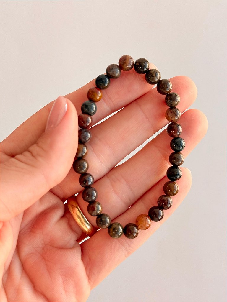 Pulseira de Pietersita Redonda 6mm - Pedra da Tempestade; Quebra de Padrões, Impulso Interior; Novos Começos