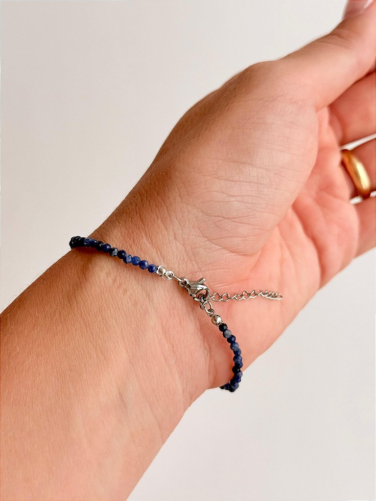 Pulseira de Sodalita 2mm Multifacetada - Direcionamento, Clareza Mental, Decisões, Discernimento