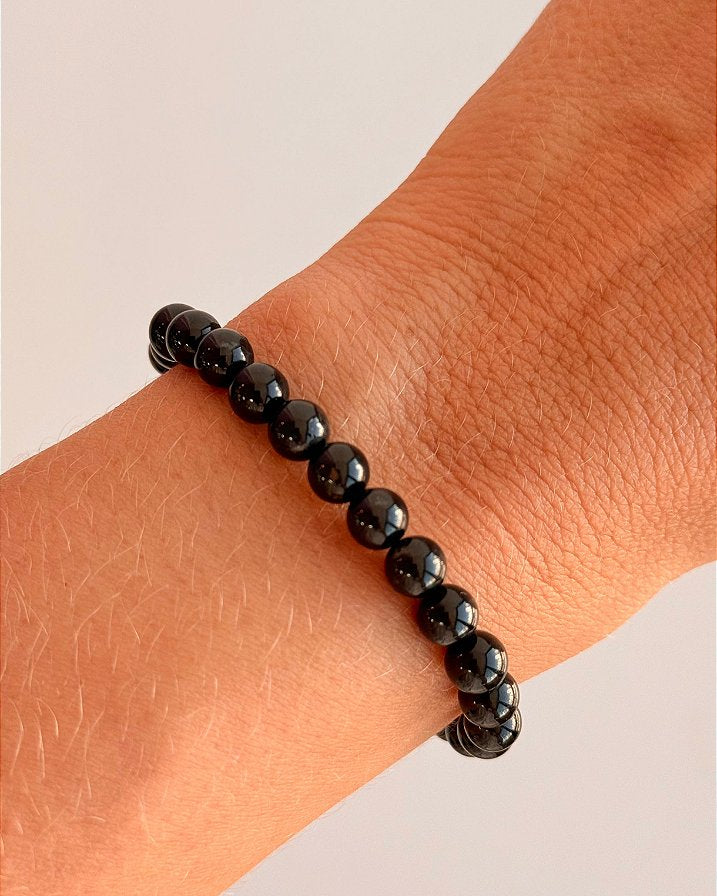 Pulseira de Turmalina Negra Redonda 6mm - Proteção Energética e Espiritual, Inseguranças e Soluções