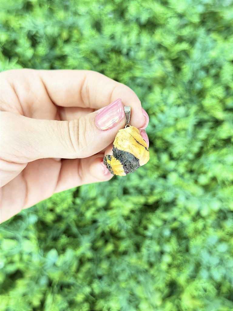 Pingente de Jaspe Mokaíta Bruto - Correção de Karmas, Jovialidade e Força