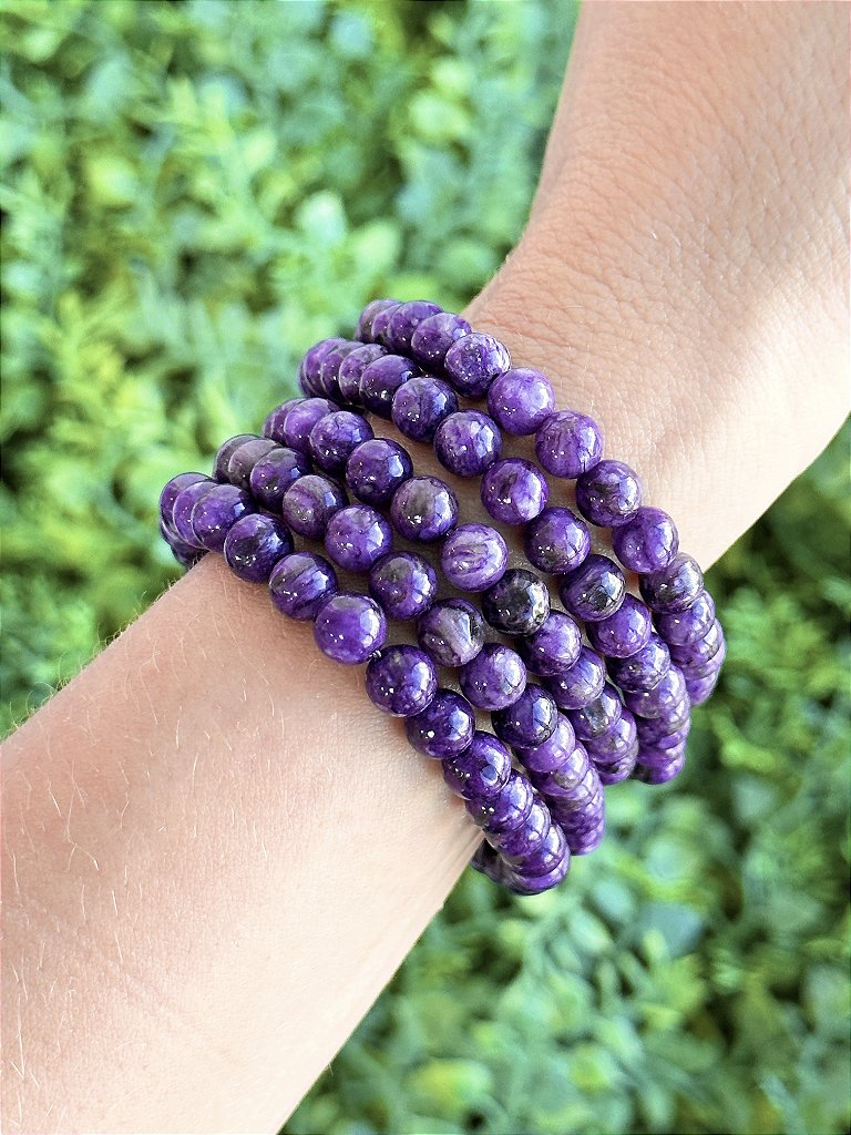 Pulseira de Charoita Redonda 6mm - Médiuns, Curandeiros e Trabalhadores da Luz