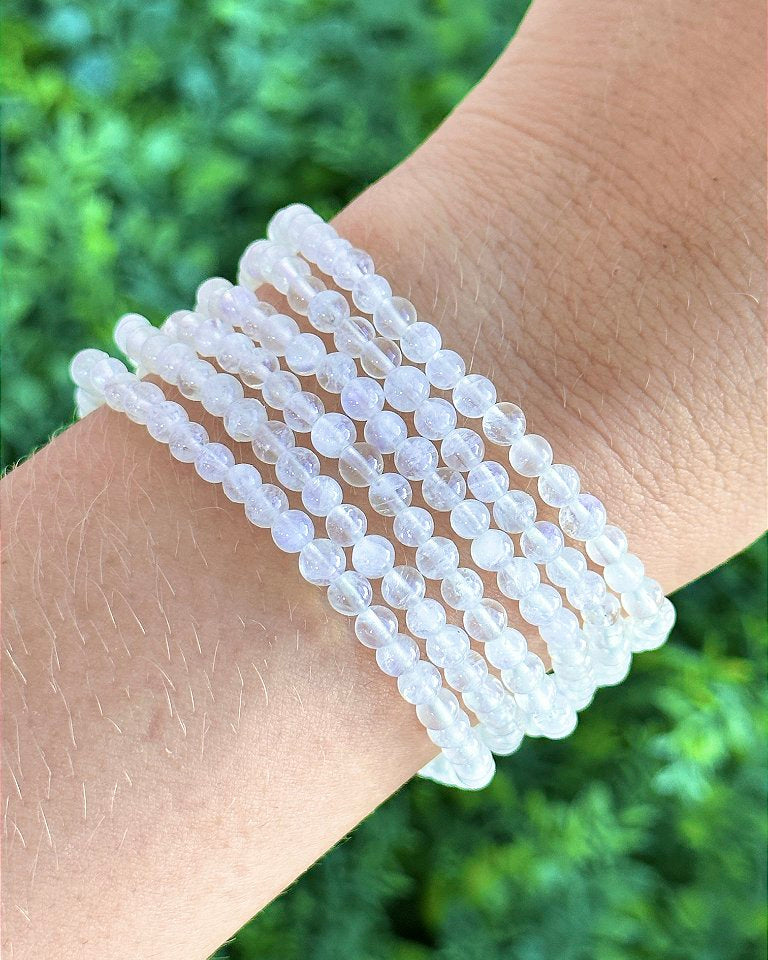 Pulseira de Pedra da Lua Redonda 4mm - Sensualidade, Energia Feminina, Domínio das Emoções e Fertilidade