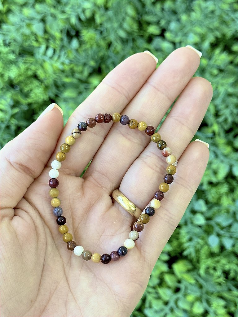 Pulseira de Jaspe Mokaíta Redonda 4mm - Correção de Karmas, Jovialidade e Força