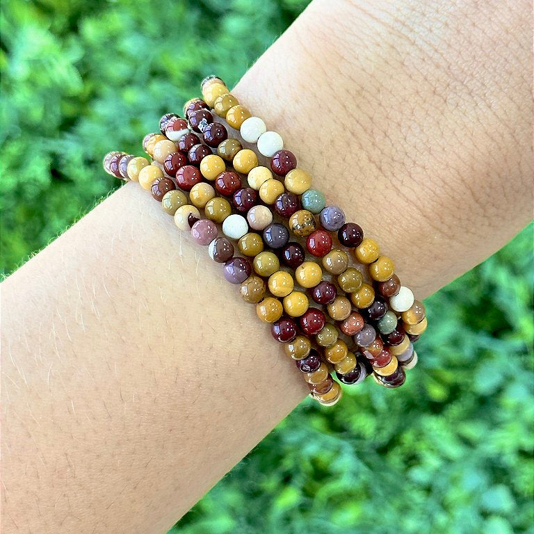 Pulseira de Jaspe Mokaíta Redonda 4mm - Correção de Karmas, Jovialidade e Força