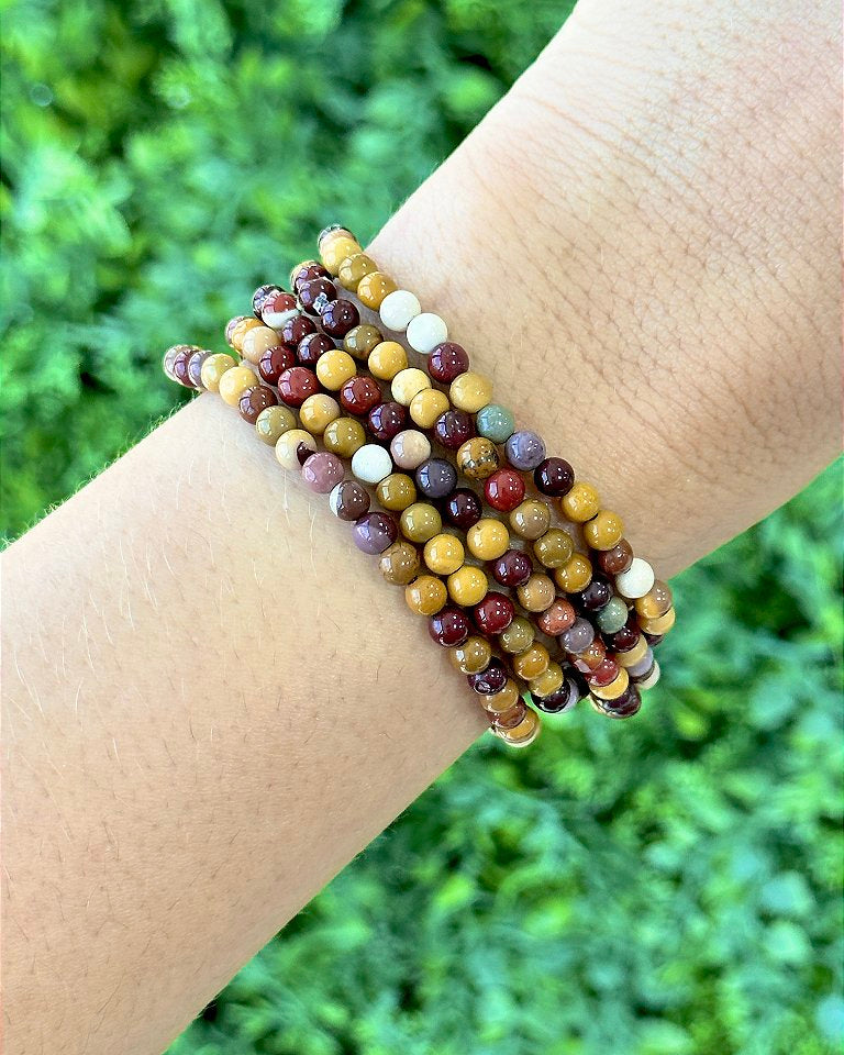 Pulseira de Jaspe Mokaíta Redonda 4mm - Correção de Karmas, Jovialidade e Força