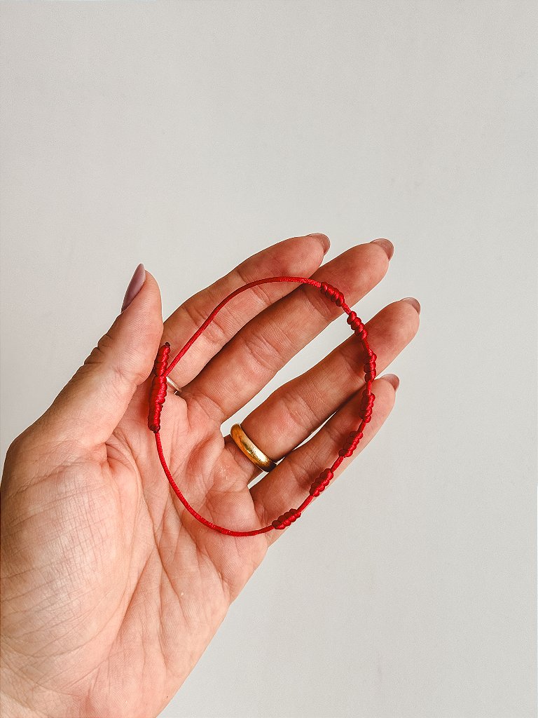 Pulseira Kabbalah dos 7 nós Vermelha - Amuleto de Proteção e Prosperidade
