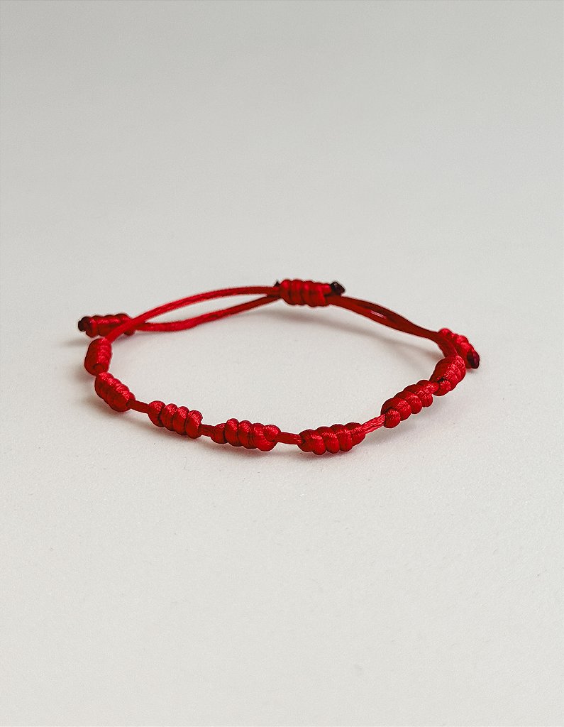 Pulseira Kabbalah dos 7 nós Vermelha - Amuleto de Proteção e Prosperidade