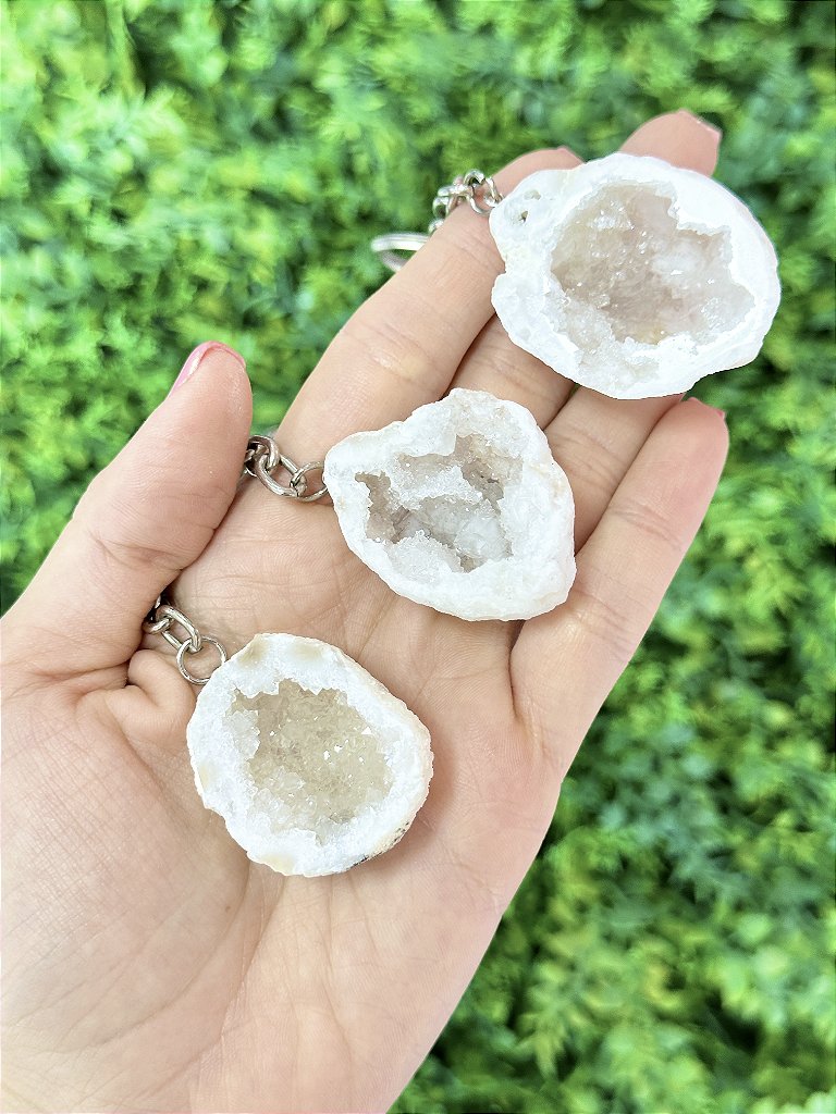 Chaveiro de Geodo de Cristal - Pedra da Sorte