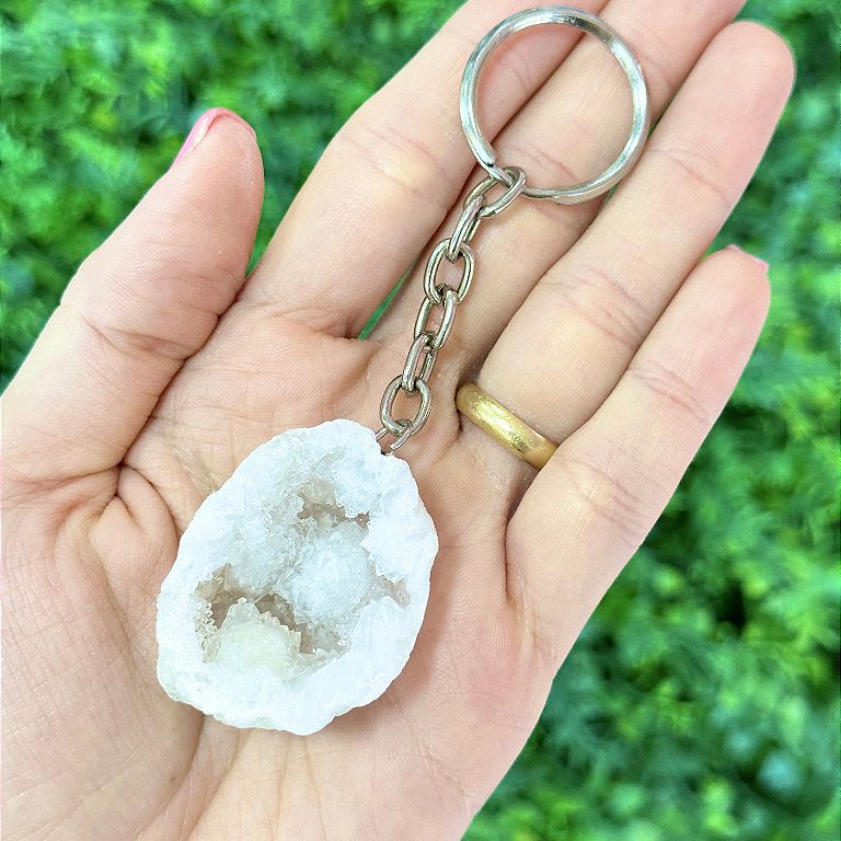 Chaveiro de Geodo de Cristal - Pedra da Sorte
