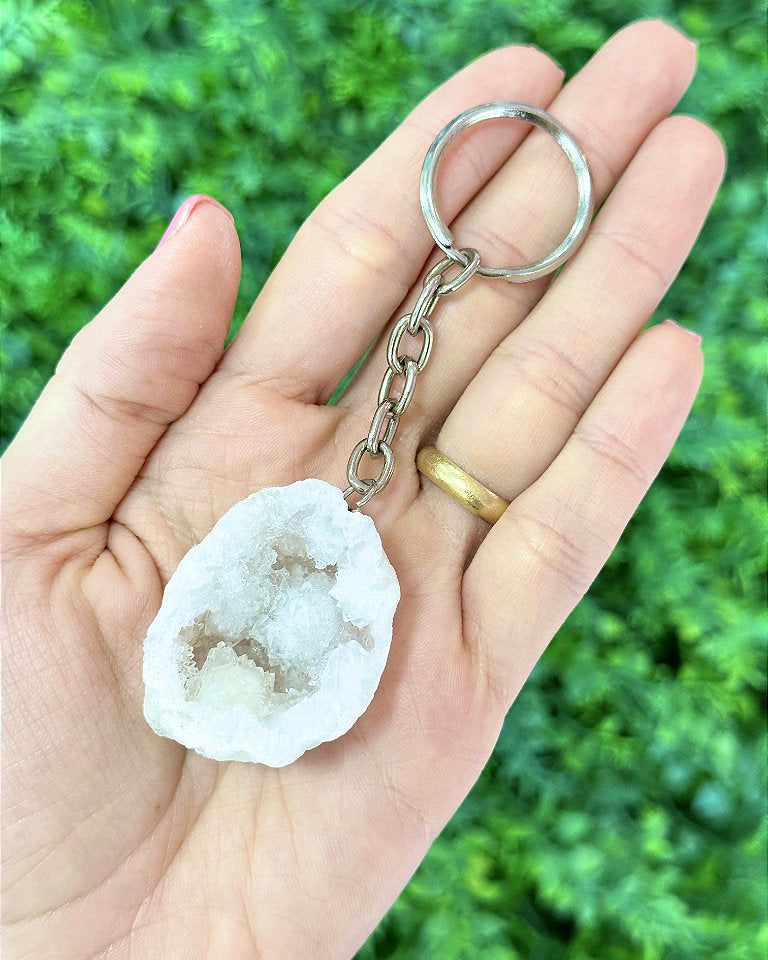 Chaveiro de Geodo de Cristal - Pedra da Sorte