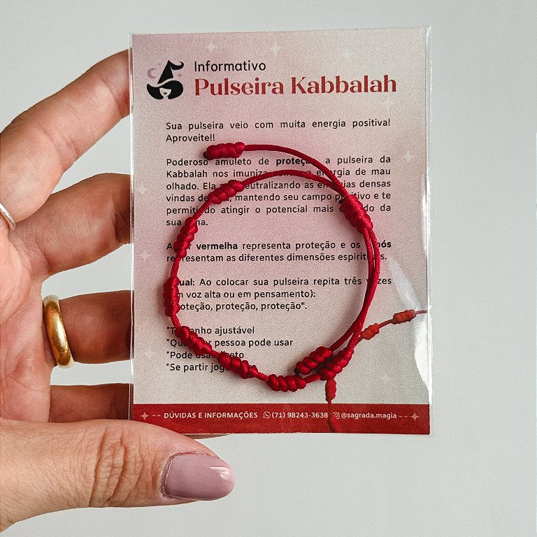 Pulseira Kabbalah dos 7 nós Vermelha - Amuleto de Proteção e Prosperidade