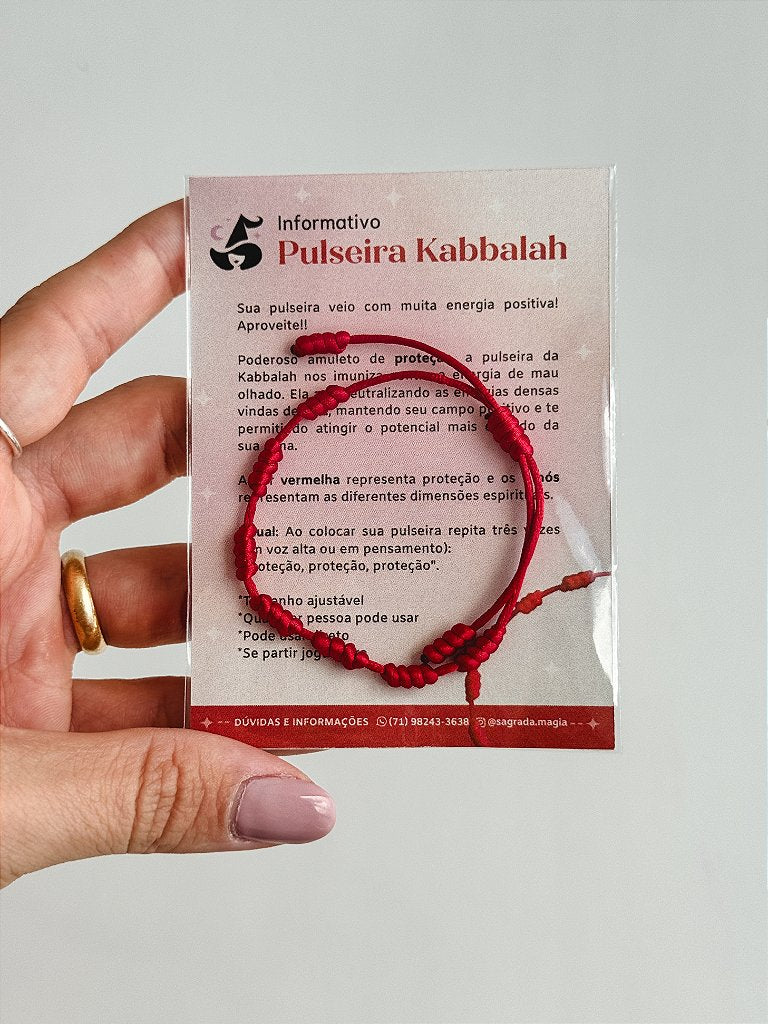 Pulseira Kabbalah dos 7 nós Vermelha - Amuleto de Proteção e Prosperidade