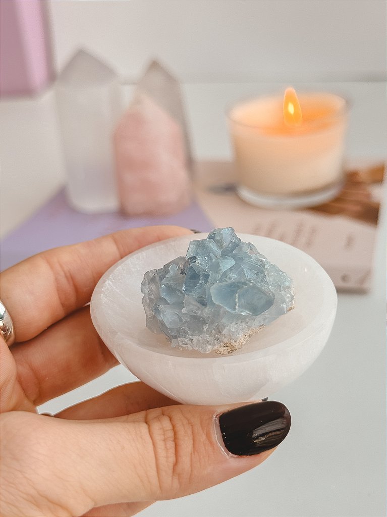 Bowl Mini de Selenita - Limpeza Energética; Paz de Espírito; Cansaço Mental e Dores