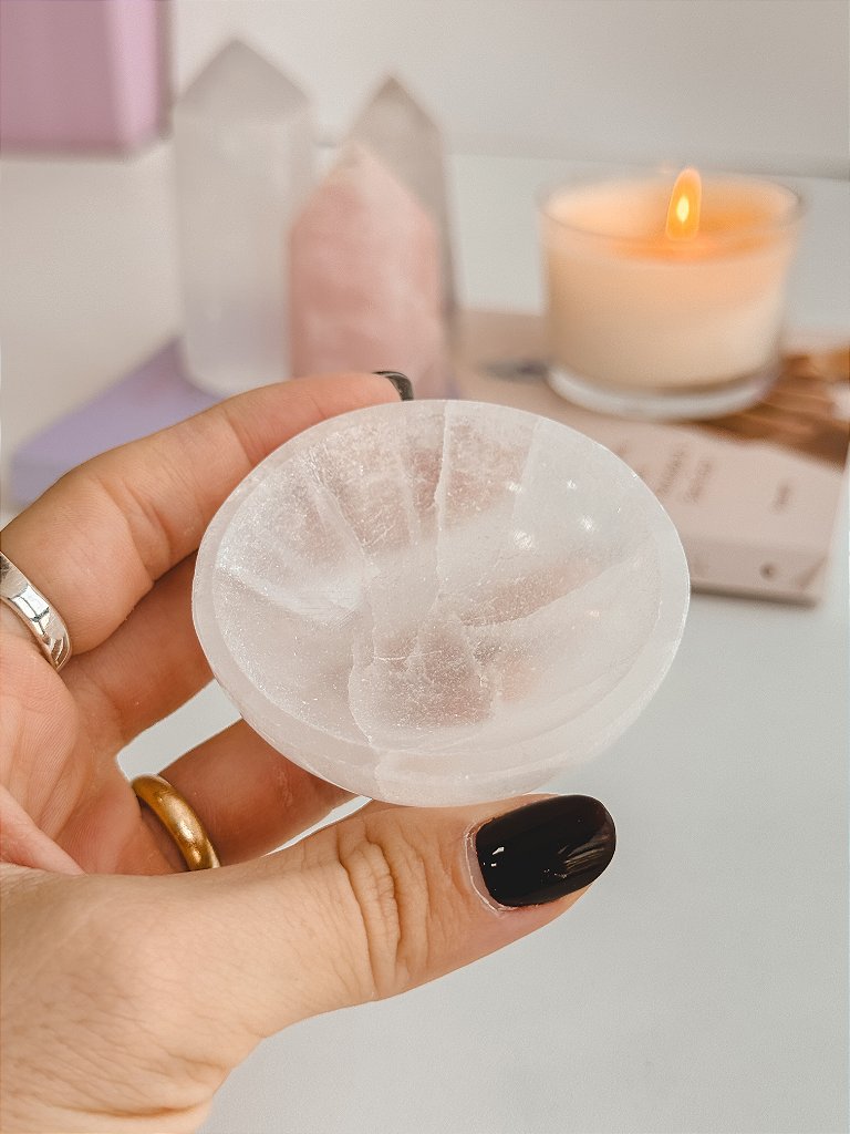 Bowl Mini de Selenita - Limpeza Energética; Paz de Espírito; Cansaço Mental e Dores