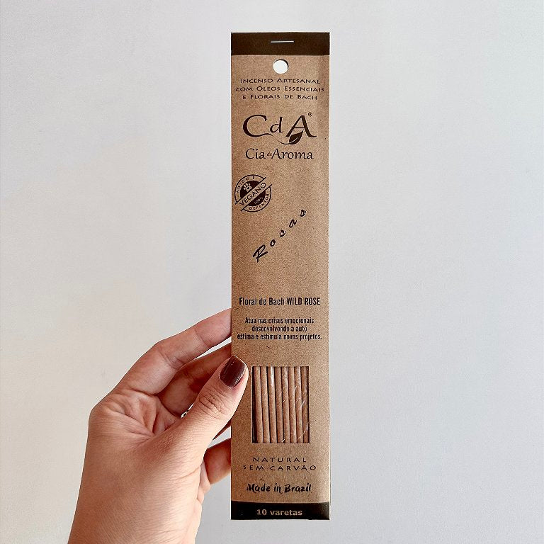 Incenso Natural Cia de Aroma - Rosas - Crises Emocionais, Autoestima e Novos Projetos