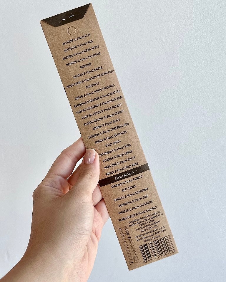 Incenso Natural Cia de Aroma - Sálvia Branca - Equilíbrio e Força Interior