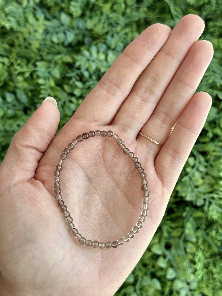 Pulseira de Quartzo Fumê Redonda 4mm - Abre Caminhos, Concretização e Proteção