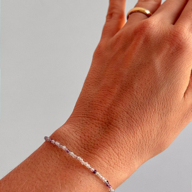 Pulseira de Fluorita 2mm Multifacetada - Superação, Purificação e Concentração