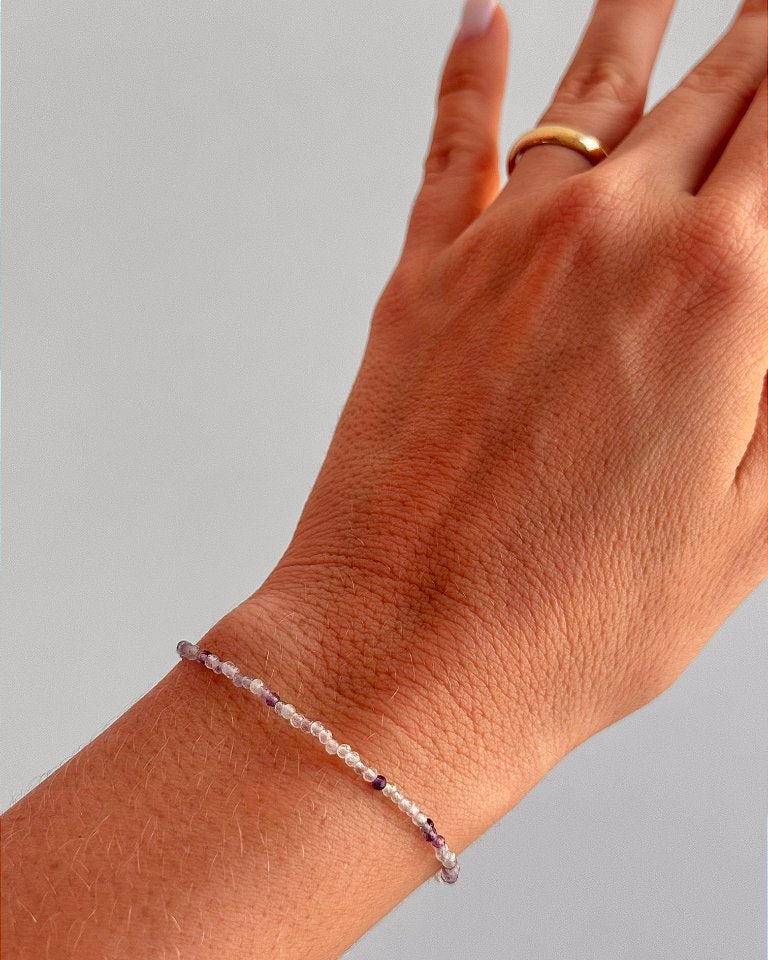 Pulseira de Fluorita 2mm Multifacetada - Superação, Purificação e Concentração