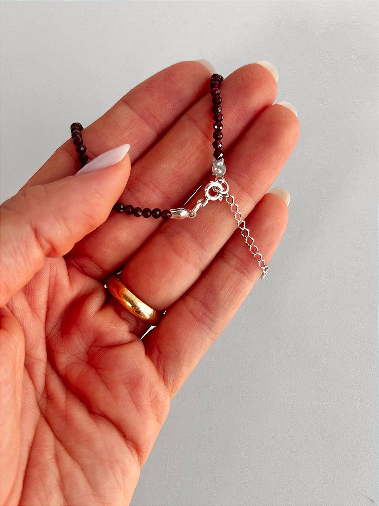 Pulseira de Granada 2mm Multifacetada - Poder Sexual, Ousadia, Autoestima, Paixão e Desejo