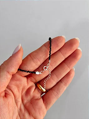 Pulseira de Turmalina Negra 2mm Multifacetada - Proteção Energética e Espiritual, Inseguranças e Soluções
