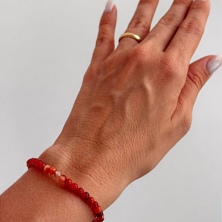 Pulseira de Ágata Redonda 4mm - Coragem e Autoconfiança