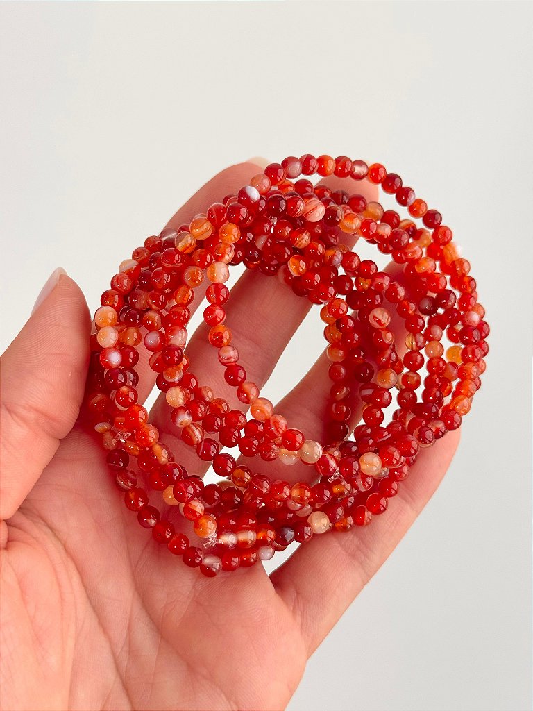 Pulseira de Ágata Redonda 4mm - Coragem e Autoconfiança