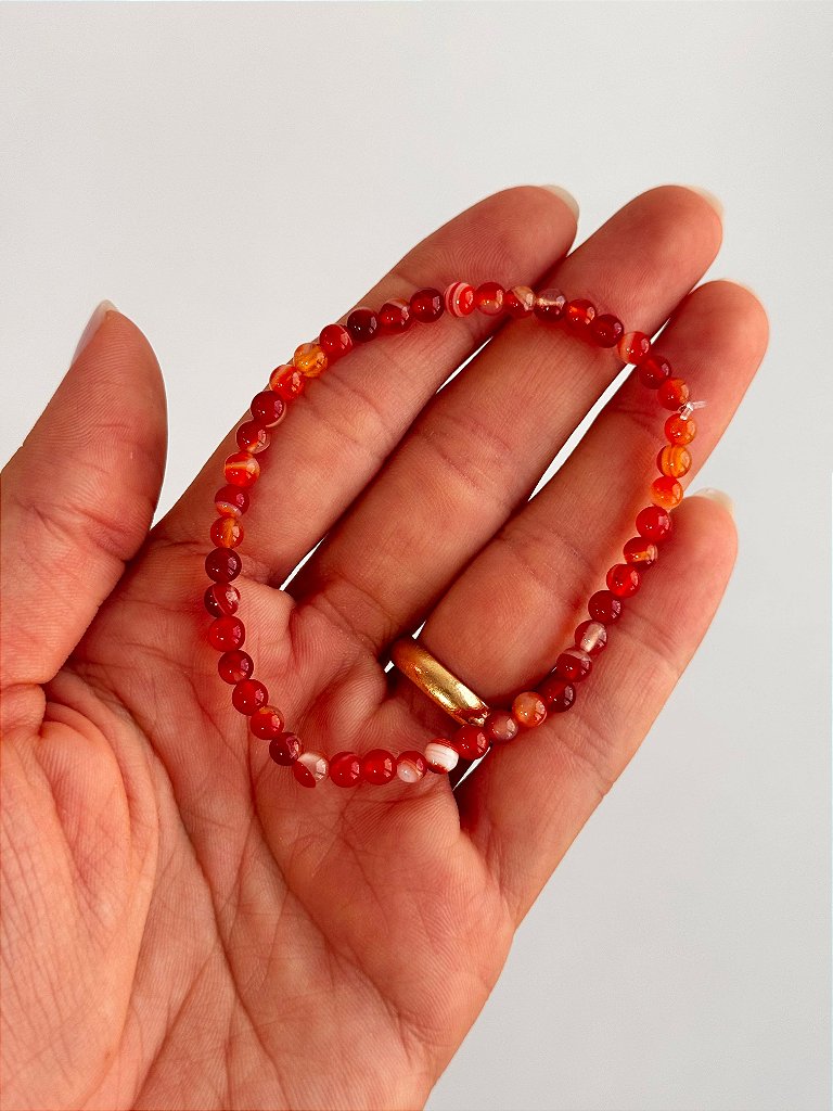 Pulseira de Ágata Redonda 4mm - Coragem e Autoconfiança