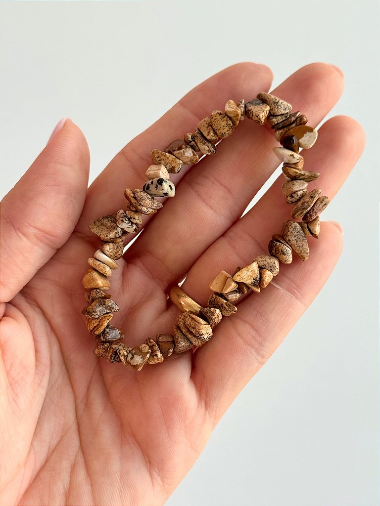 Pulseira de Jaspe Picture Cascalho - Curas de Vidas Passadas, Coragem e Raciocínio