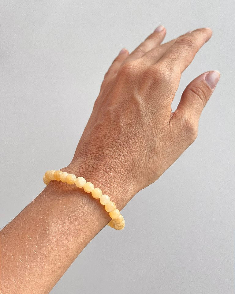 Pulseira de Calcita Amarela Redonda 6mm - Movimento, Realizações, Alegria e Entusiasmo