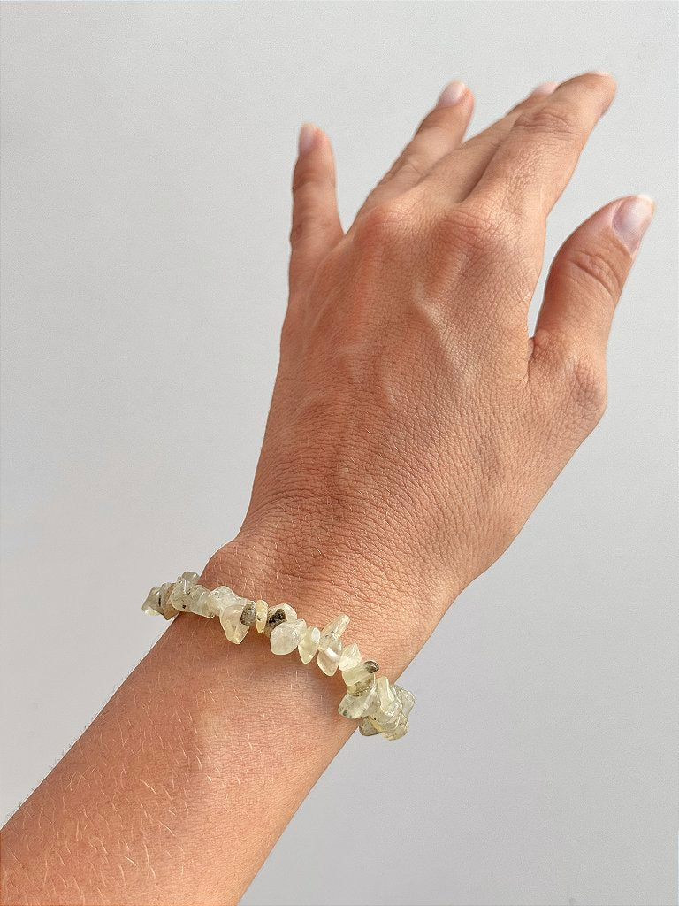 Pulseira de Prehnita - Ouvir o Coração, Desapego, Fobias, Sinceridade e Atitude