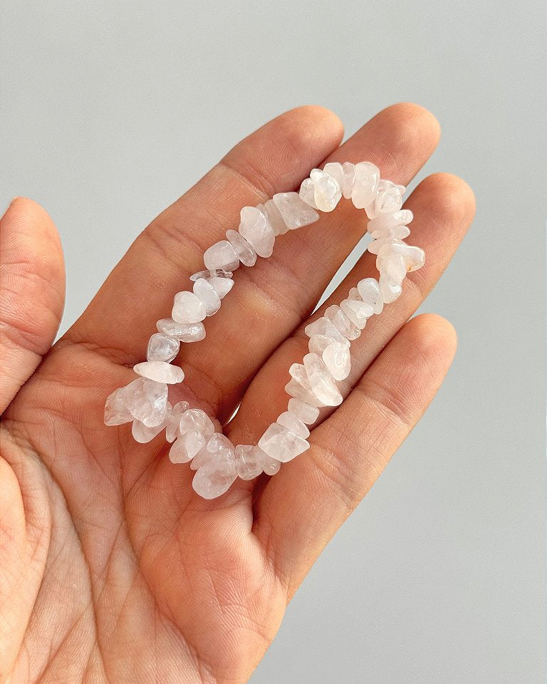 Pulseira de Quartzo Rosa - Pedra do Amor - Cura do Coração, Amor Próprio, Perdão e Gratidão