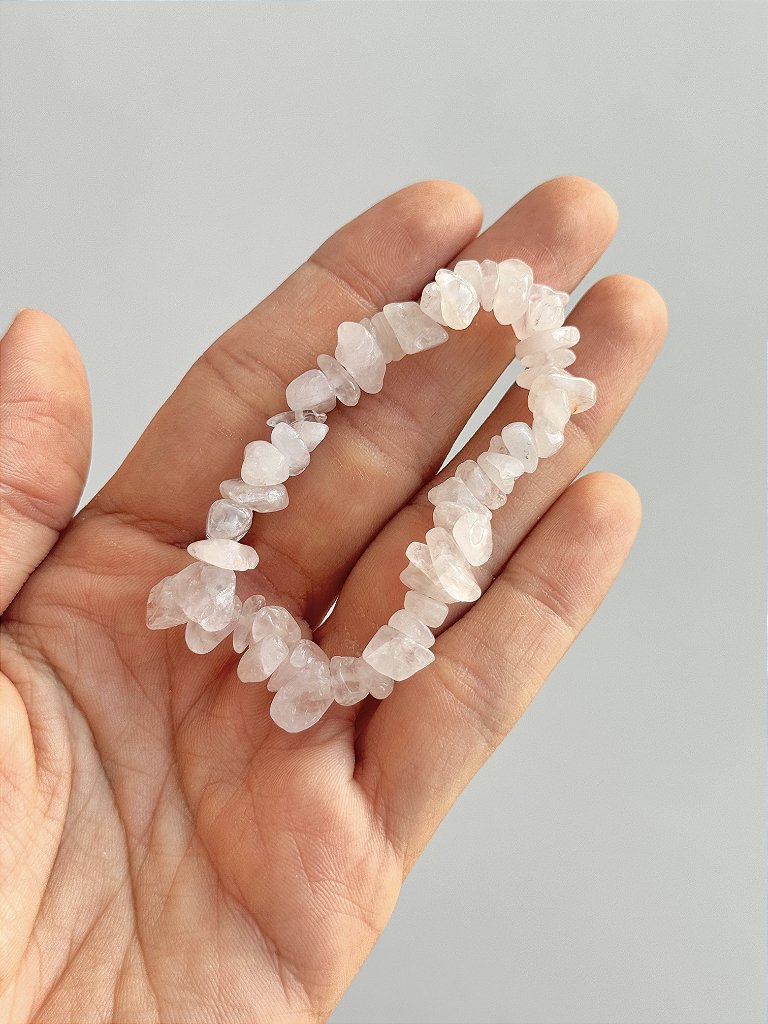 Pulseira de Quartzo Rosa - Pedra do Amor - Cura do Coração, Amor Próprio, Perdão e Gratidão
