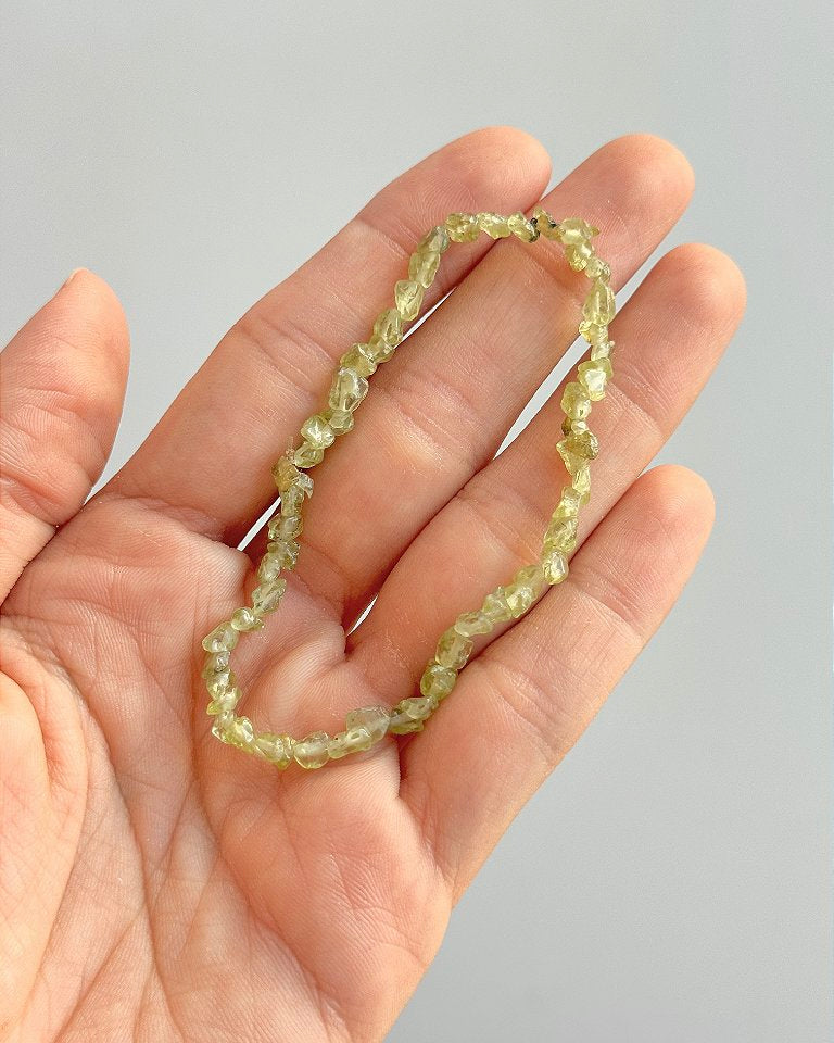 Pulseira de Peridoto Cascalho Mini - Transformação; Mudanças Drásticas; Destino; Libera Tensões