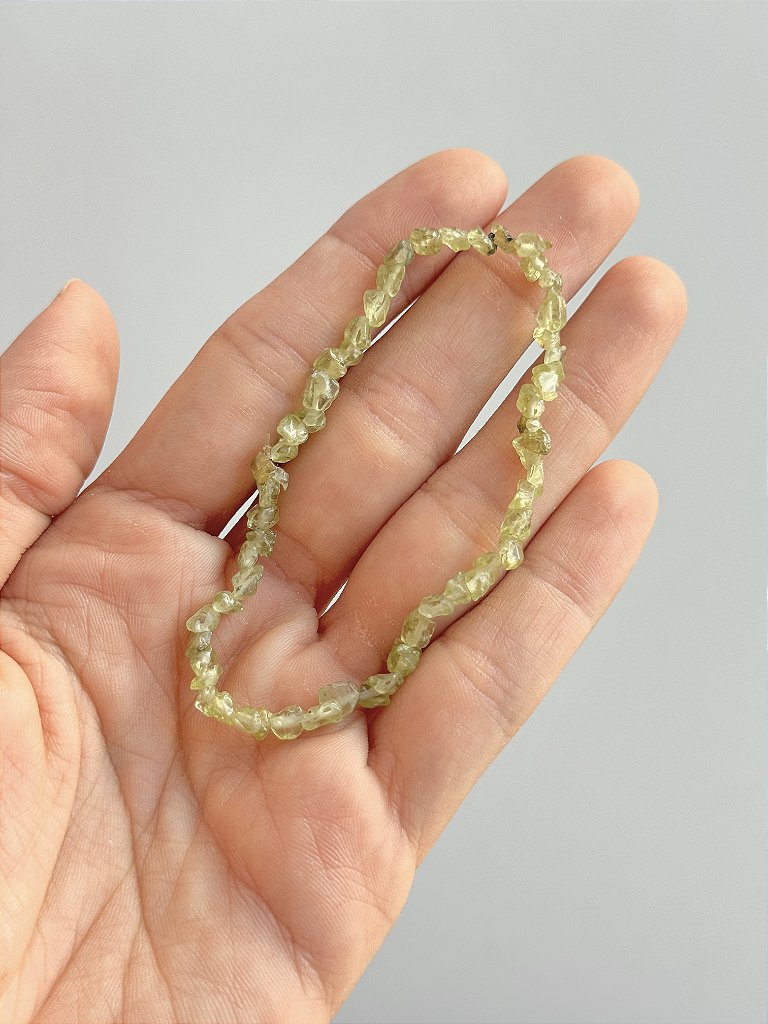 Pulseira de Peridoto Cascalho Mini - Transformação; Mudanças Drásticas; Destino; Libera Tensões