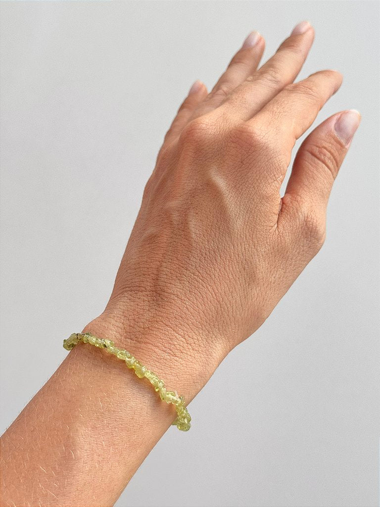 Pulseira de Peridoto Cascalho Mini - Transformação; Mudanças Drásticas; Destino; Libera Tensões