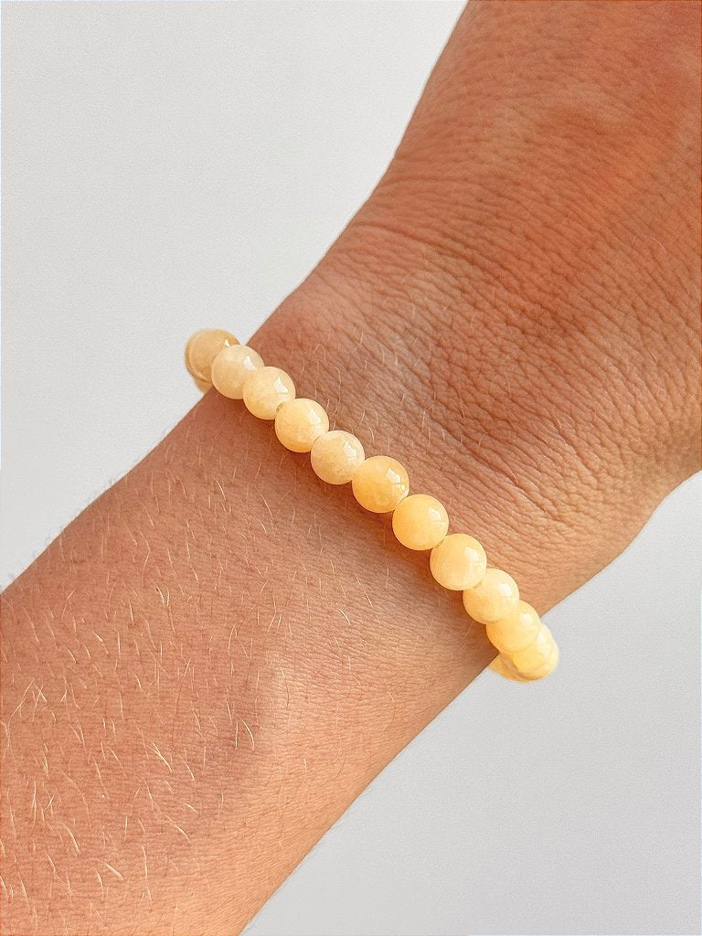 Pulseira de Calcita Amarela Redonda 6mm - Movimento, Realizações, Alegria e Entusiasmo